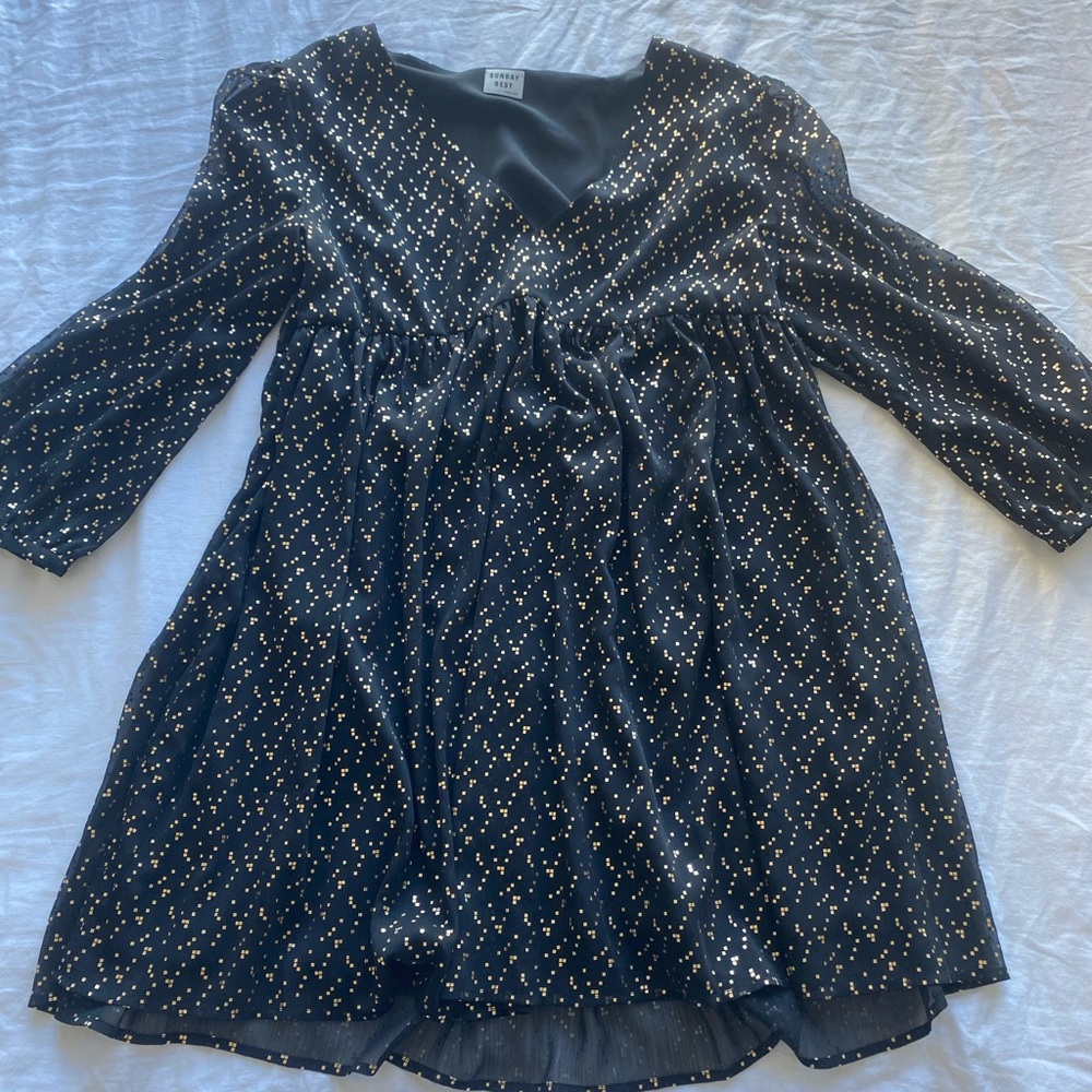 Sunday Best Gold-flecked Babydoll dress